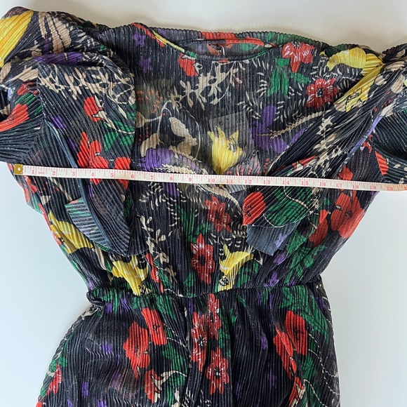 NWT Zara Collection Woman Basic Shimmer Floral Black Long Sleeve Dress S… - Picture 13 of 16